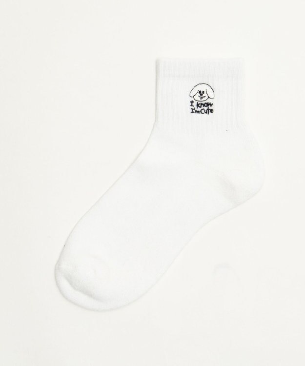 WEGO 手描き風刺繍アンクルパイルソックス 柄2