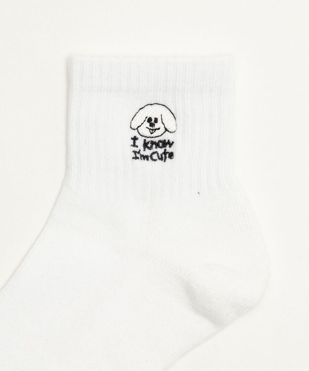 WEGO 手描き風刺繍アンクルパイルソックス 柄2