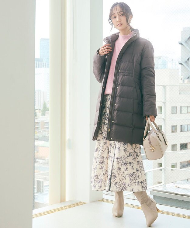 ANY SIS 【全方位 好印象】ラメフェザーニット×フラワースカート セット アイボリー