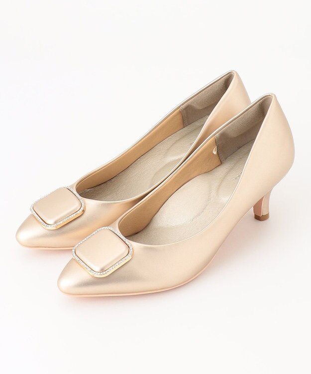 ANY SIS 【22.5cm~24.5cm】スクエアストーン パンプス シャンパン