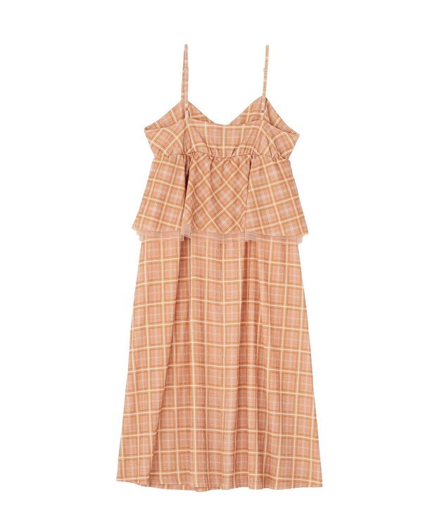 Green Parks ペプラムチェックキャミワンピース Orange