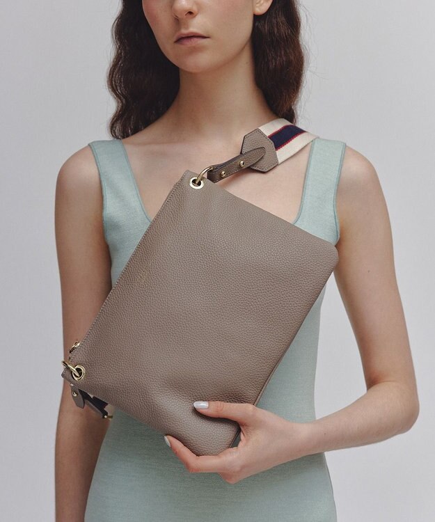 TOPKAPI 【TREASURE TOPKAPI】ストライプベルト・レザー2wayショルダーバッグ グレージュ