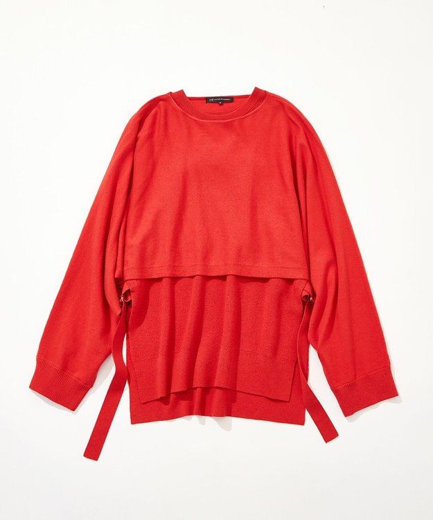 23区 【洗える】ツインニットクロップド ニットベスト レッド系