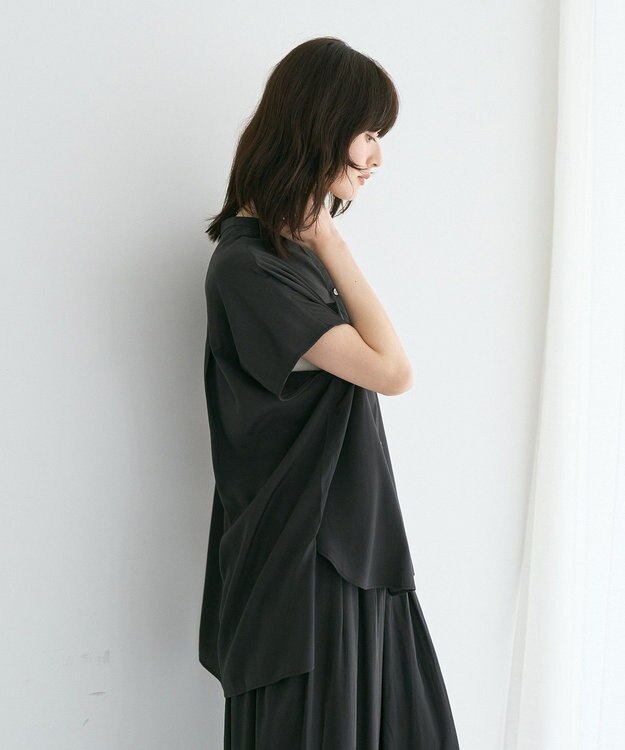 YECCA VECCA 【セットアップ可能】ポケットスキッパーシャツ Charcoal Gray