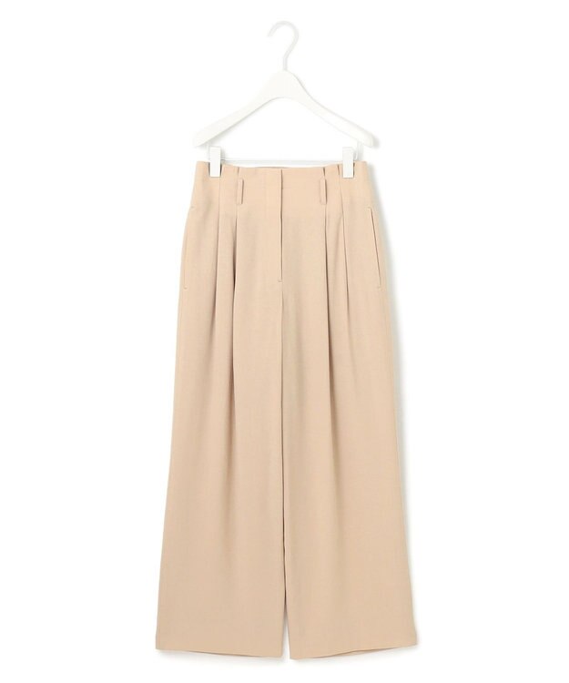 ICB 【接触冷感・UVカット・洗える】 T/Rドライリネン ワイドストレートパンツ ベージュ系