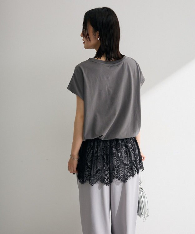 Green Parks レースドッキングフレンチプルオーバー Gray