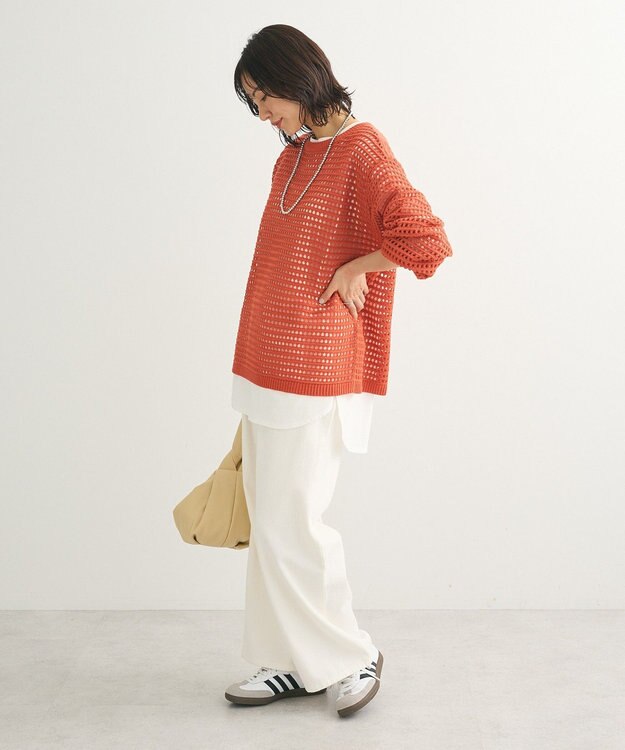 Green Parks メッシュニットチュニック Orange