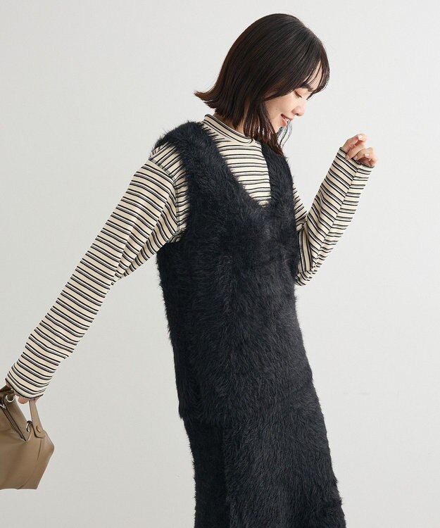 Green Parks ・Ｐｅｔｉｔ　Ｆｌｅｕｒ　シャギーニットベスト Black