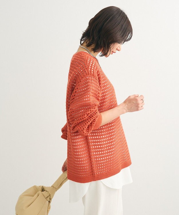 Green Parks メッシュニットチュニック Orange