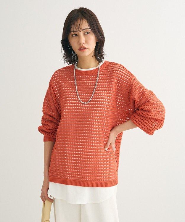 Green Parks メッシュニットチュニック Orange