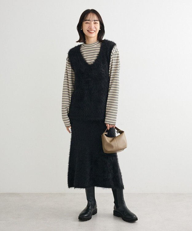 Green Parks ・Ｐｅｔｉｔ　Ｆｌｅｕｒ　シャギーニットベスト Black