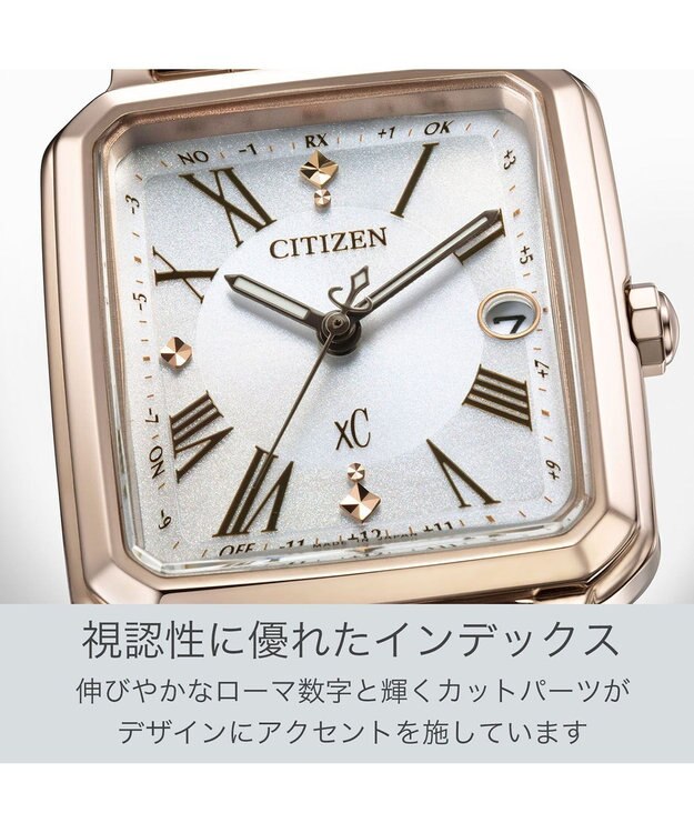 CITIZEN 【替えバンド付き電波時計】電池交換不要のスクエア2wayモデル ES9506-62A サクラ色