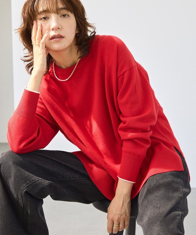 AMERICAN HOLIC バイパチクルーネックニットプルオーバー Red