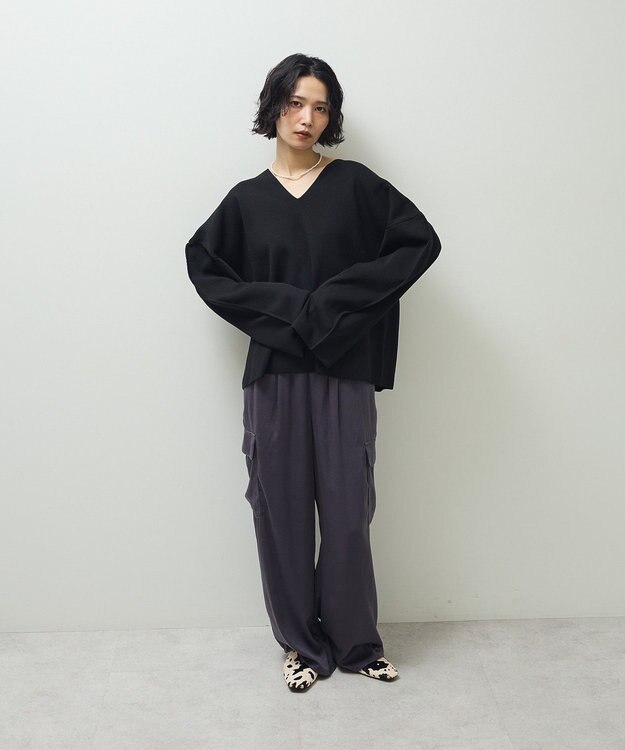 Green Parks サテンカーゴパンツ Charcoal Gray