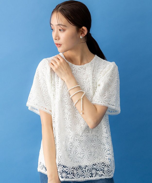 組曲 フラワーレース ブラウス アイボリー系