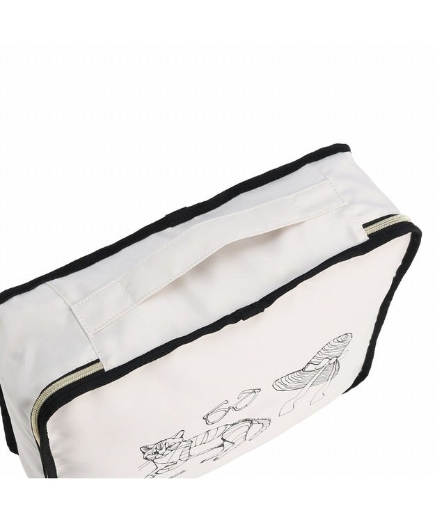 ACE BAGS & LUGGAGE HAyU × ace. トラベルポーチ Lサイズ 猫柄 17823 アイボリー