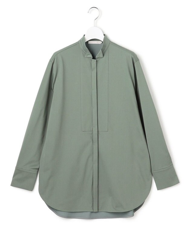 ICB L 【洗える】 ブラウスライクジャージー ロングカットソー スモークグリーン系