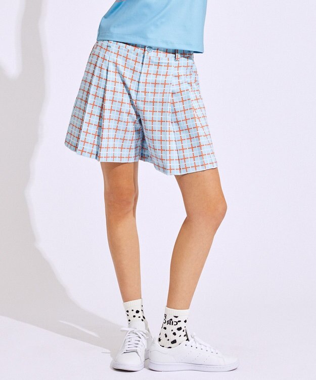 PW CIRCULUS 【WOMEN】チェック柄キュロット ゴルフウェア レディース スカイブルー系5