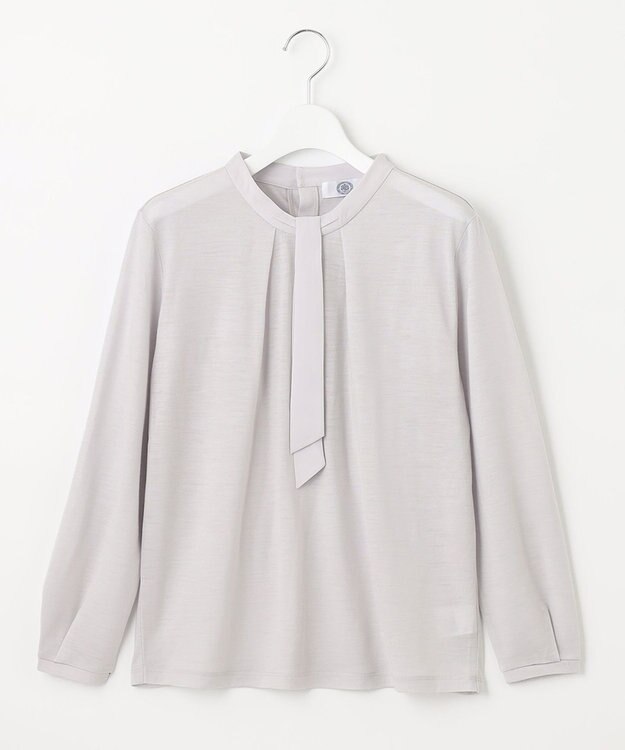 J.PRESS LADIES ウォッシャブルウールジャージー ボウタイ カットソー ライトグレー系