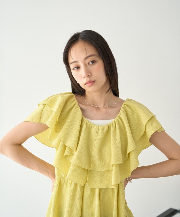 earth music&ecology ラッフルフリルワンピース Yellow