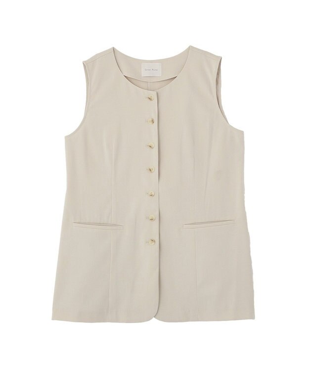 Green Parks クルーネック多釦ジレ Natural