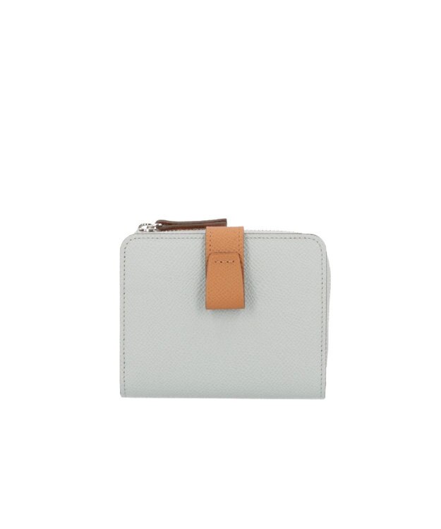 Atelier nuu 日本製 noble L字ファスナー二つ折りウォレット アイスグレー×キャメル