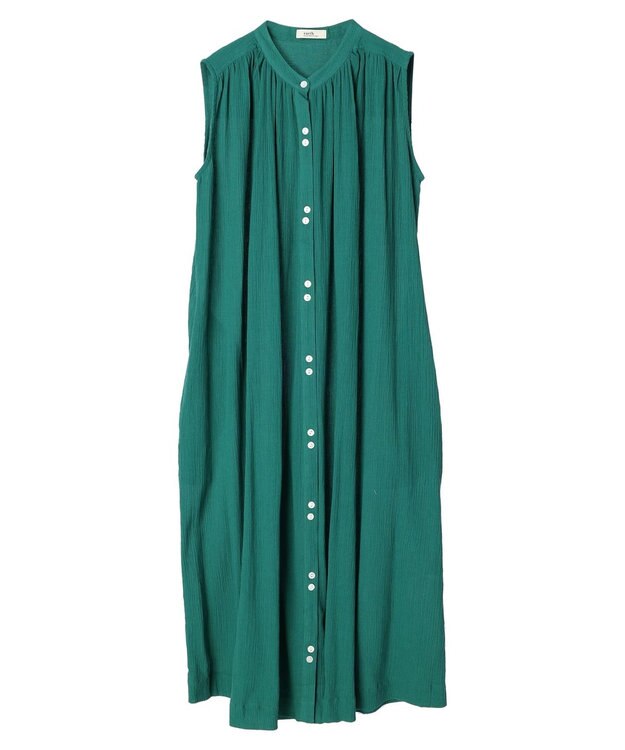 earth music&ecology ノースリーブギャザーワンピース Green
