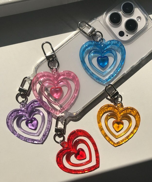 WEGO カラフルクリアハートミニキーホルダー ブルー