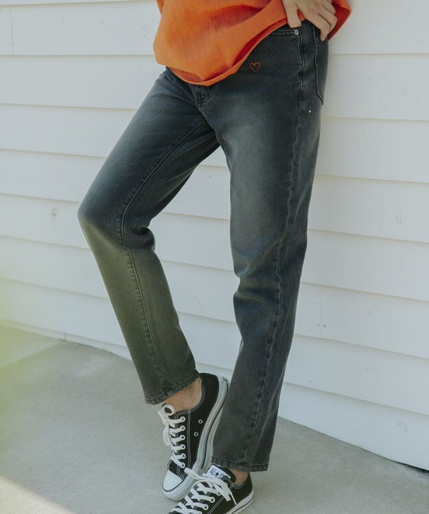 OP／FILA 【OP】刺繍付き美脚シルエットデニム ブラック