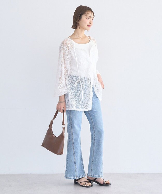 earth music&ecology レースフラワーブラウス Off White