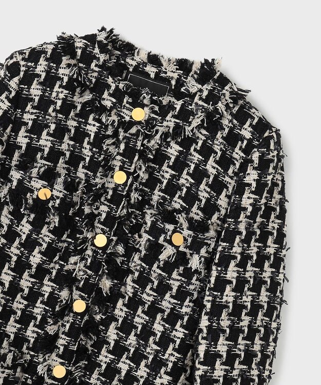 GRACE CONTINENTAL ツイードファーコート ブラック