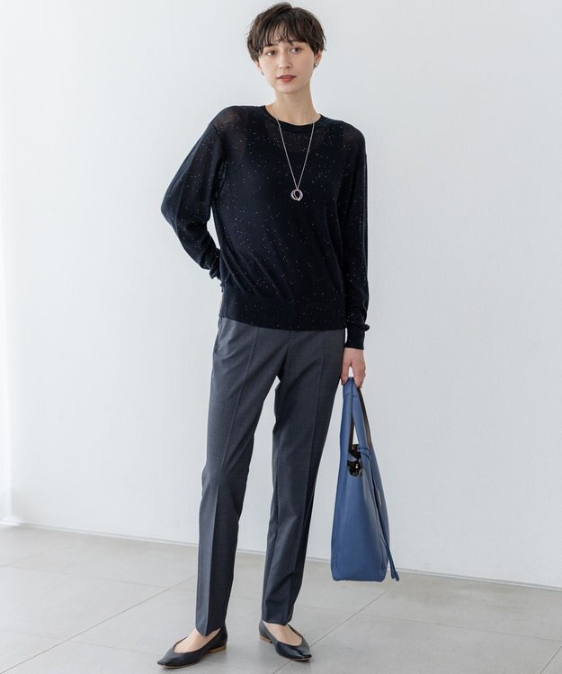 23区 L 【洗える】TWマットクロス スティック パンツ グレー系