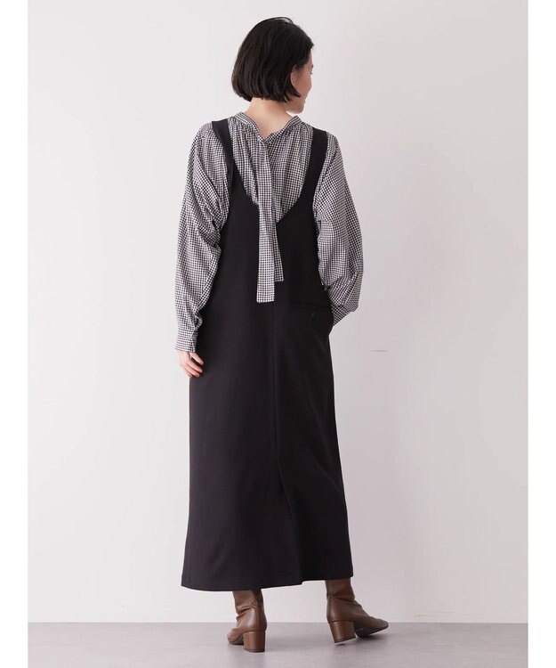 AMERICAN HOLIC 両ＶネックＩラインワンピース Black