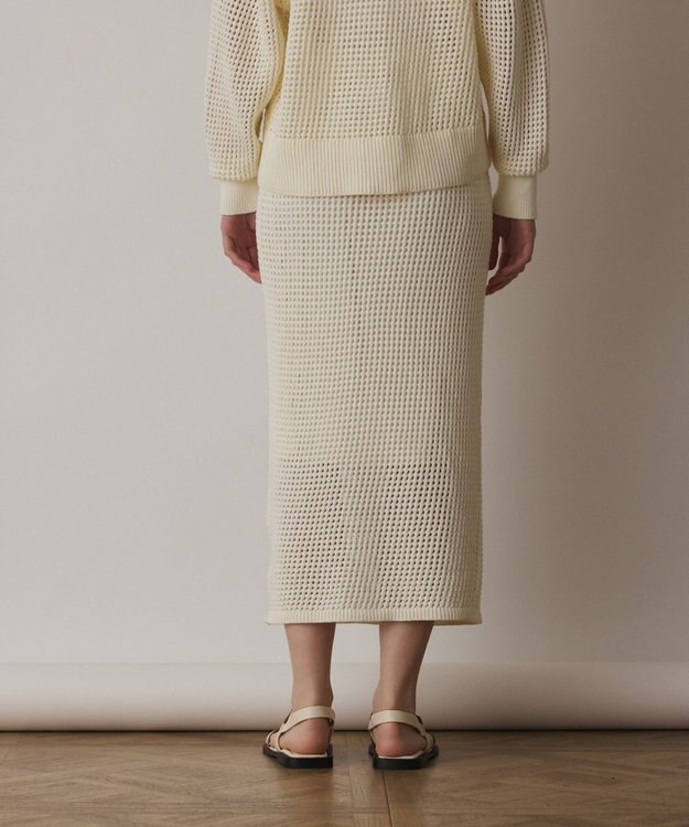 GRACE CONTINENTAL メッシュタイトニットスカート ホワイト