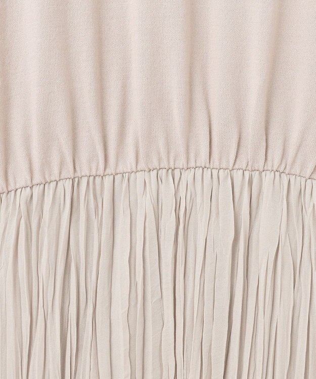 自由区 L 【カタログ掲載・洗える】ジョーゼットプリーツコンビ ワンピース サンドベージュ