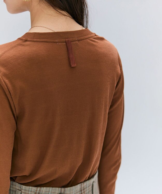 BEIGE， 【洗える】SORE / シアーコットンクルーネックカットソー Brown