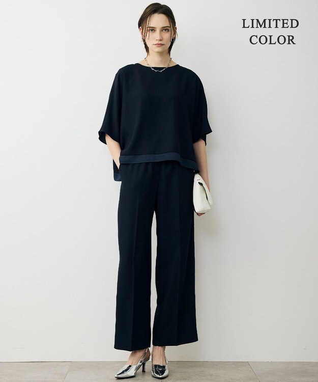 ICB L 【先行予約・WEB限定カラーあり】 FluidBackSatin クロップドブラウス ネイビー［WEB限定］