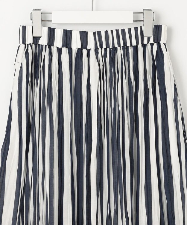 自由区 L 【接触冷感・洗える】ハンドワッシャープリーツストライプ スカート ストライプ