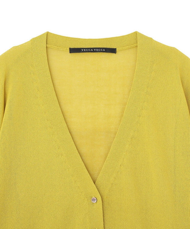YECCA VECCA シアーニットVネックカーディガン Yellow