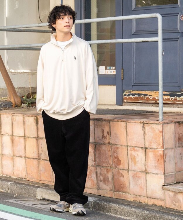 WEGO コーデュロイイージーワイドパンツ ブラック