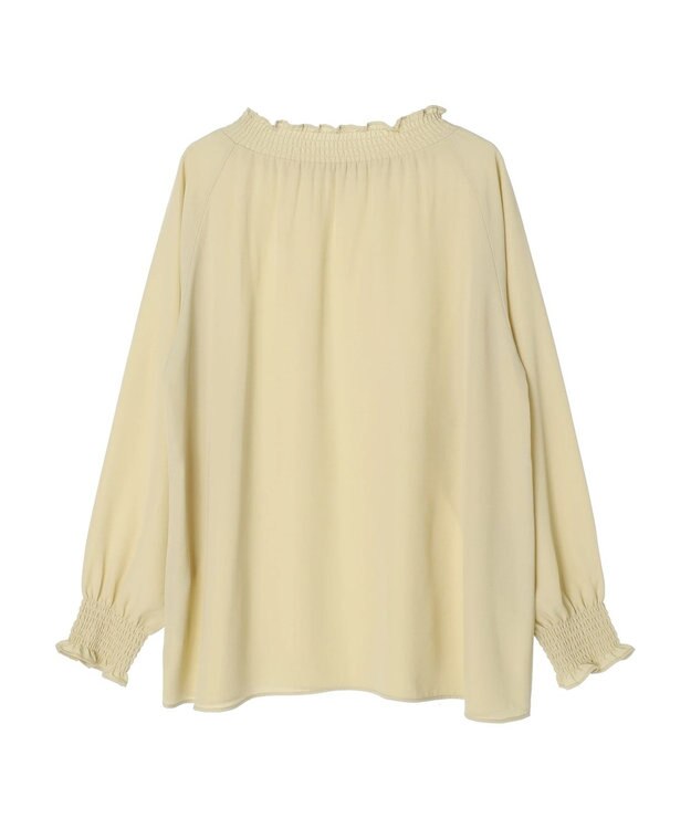 earth music&ecology シャーリングネックブラウス Yellow