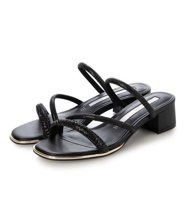 MODE ET JACOMO <MODE ET JACOMO>ラインストーンストラップミュールサンダル ブラック