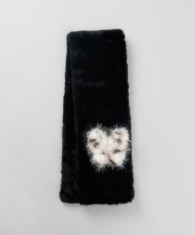 AURORA 【 ANNA SUI（アナ スイ）】バタフライエコファー差込マフラー(WASH) ブラック