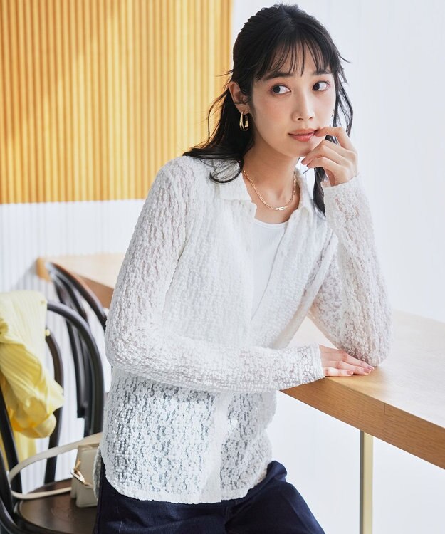 ANY SIS L レース シャツ オフ