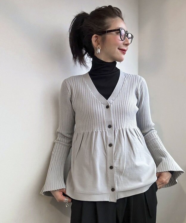 Green Parks ペプラムニットカーディガン Gray