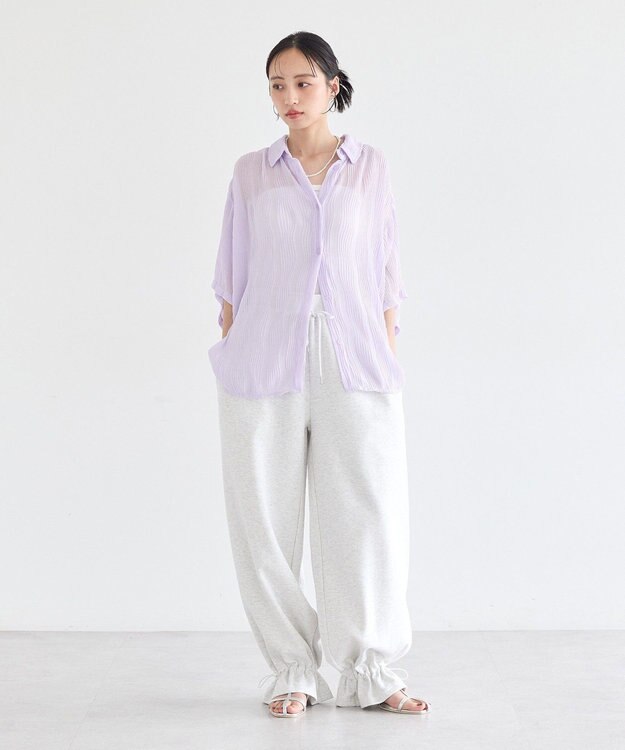 earth music&ecology ランダムプリーツシャツ Lilac