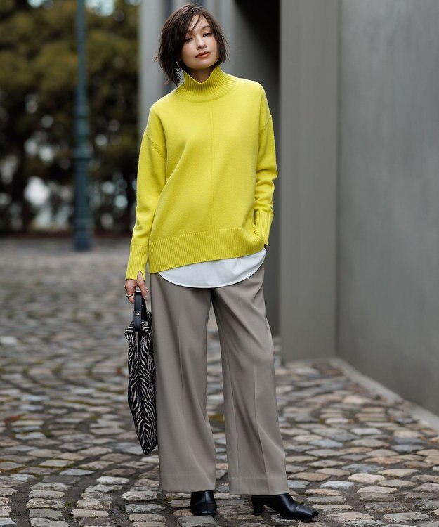 ICB L 【マシンウォッシャブル可】ライトトリコット バックスリット入り長袖プルオーバー オフホワイト系