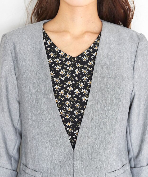 Tiaclasse 【吸水速乾・接触冷感・UVケア・防シワ・洗える】カチオンカラーレスジャケット チャコールグレー