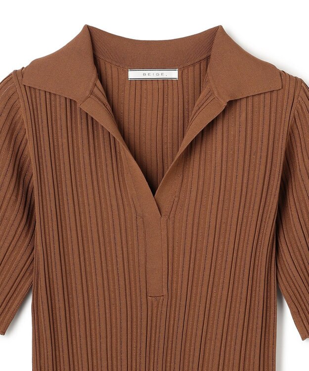 BEIGE， LABRADO / ランダムリブ スキッパーニット Brown