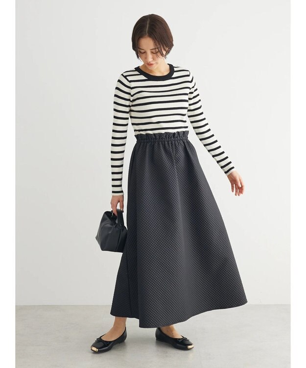 Green Parks ・ＥＬＥＮＣＡＲＥ　ＤＵＥニット＆ジャカードワンピース Border